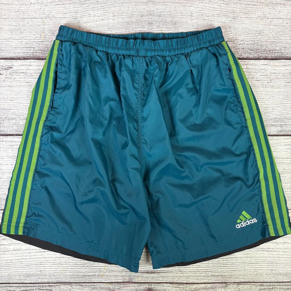 Vintage 1990s Adidas Three Stripe Dark Teal Trunks